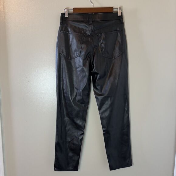 Old Navy High Waisted OG Straight Pants Black Faux Leather Womens Sz 2 - Picture 3 of 8